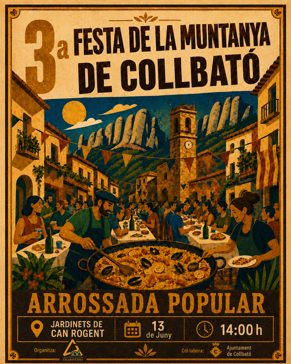 Cartell de l'arrossada popular de la Festa de la Muntanya de Collbató
